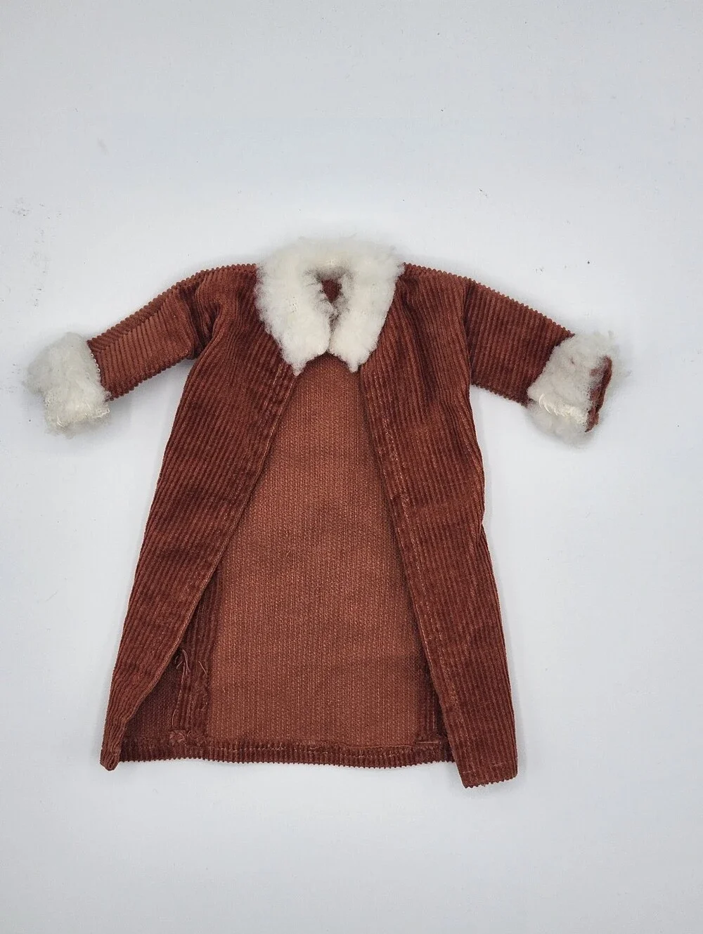 Vintage Barbie Handmade Corduroy Coat Hat Purse Set Brown Rust